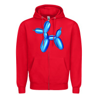 Red Blue Dog Balloon Zipper Hoodie - Artiststas