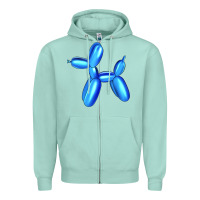 Seafoam Blue Dog Balloon Zipper Hoodie - Artiststas