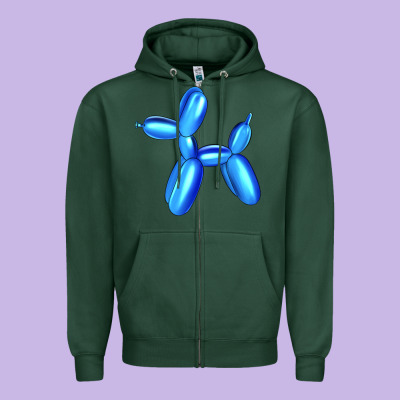 Blue Dog Balloon Zipper Hoodie Designed By Artiststas