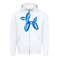 White Blue Dog Balloon Zipper Hoodie - Artiststas