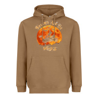 Toasted Coconut Halloween Witch On Motorcycle Cat & Moon Salem Witch Trials Premium Heavyweight Hoodie - trangStudio