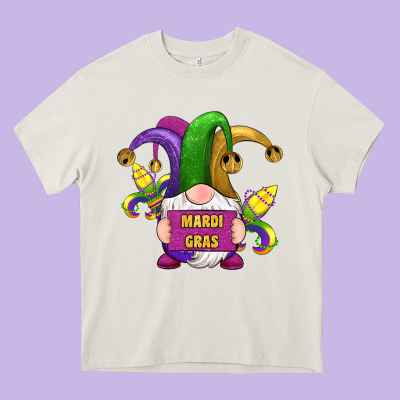 Mardi Gras Gnomes Fleur De Lis Heavy Core Tee Designed By Ranaportraitstore