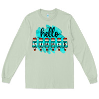 Matcha Hello Summer Serape Turquoise Long Sleeve Tee - CowCowDesign
