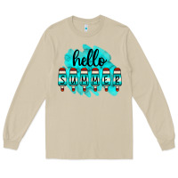 Mushroom Hello Summer Serape Turquoise Long Sleeve Tee - CowCowDesign