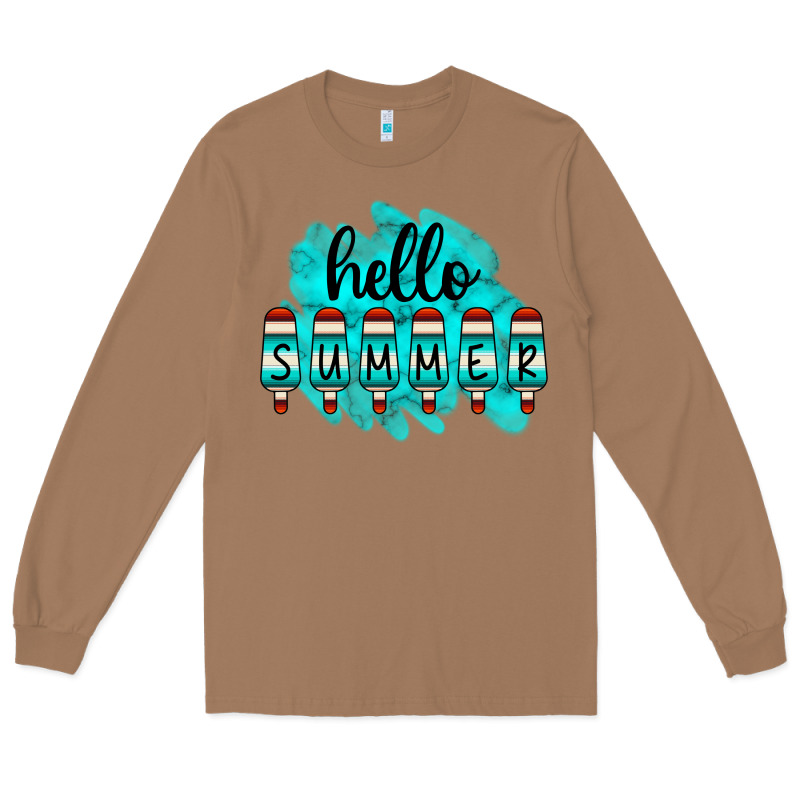 Hello Summer Serape Turquoise Long Sleeve Tee by CowCowDesign | Teevron