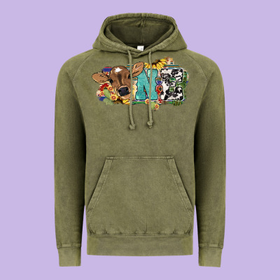 One Baby Cow Vintage Hoodie Designed By Howdyjamesfarm