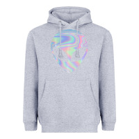 Heather Grey Alien Head Colorful Laser Ufo Sighting Believe Area 51 Heavyweight Hoodie - trangStudio