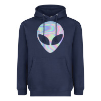 Navy Alien Head Colorful Laser Ufo Sighting Believe Area 51 Heavyweight Hoodie - trangStudio