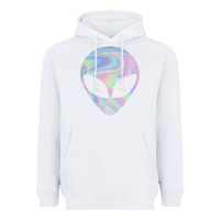 White Alien Head Colorful Laser Ufo Sighting Believe Area 51 Heavyweight Hoodie - trangStudio