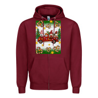 Burgundy christmas gnomes truck Zipper Hoodie - Artiststas
