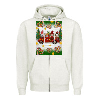 Oatmeal Heather christmas gnomes truck Zipper Hoodie - Artiststas