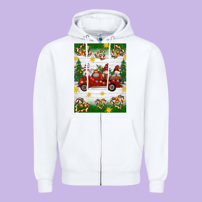 Christmas Gnomes Truck Zipper Hoodie Designed By Artiststas