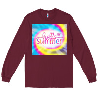 Burgundy Hello Summer Tie Dye Tumbler Long Sleeve Tee - CowCowDesign