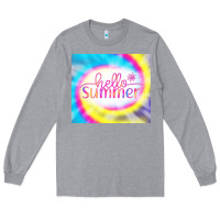Heather Grey Hello Summer Tie Dye Tumbler Long Sleeve Tee - CowCowDesign