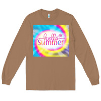 Toasted Coconut Hello Summer Tie Dye Tumbler Long Sleeve Tee - CowCowDesign