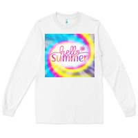 White Hello Summer Tie Dye Tumbler Long Sleeve Tee - CowCowDesign