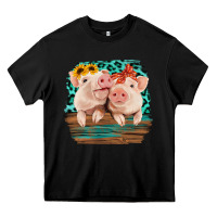 Black Cute Couple Pigs Heavy Core Tee - Bettercallsaul