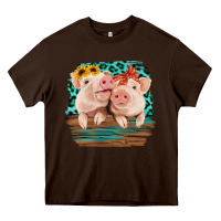 Chocolate Brown Cute Couple Pigs Heavy Core Tee - Bettercallsaul