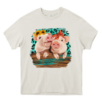 Cream Cute Couple Pigs Heavy Core Tee - Bettercallsaul