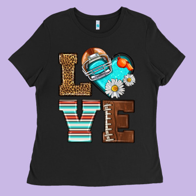 American Football Love And Helmet Ladies Tee Designed By Nancycooperartshop