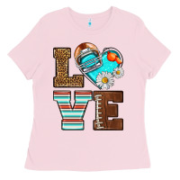 Bubblegum Pink American Football love and helmet Ladies Tee - NancyCooperArtShop