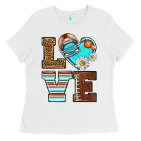 White American Football love and helmet Ladies Tee - NancyCooperArtShop