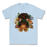 Dusty Blue american football afro messy bun Classic Tee - texasbilliewilder