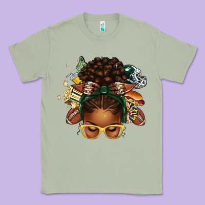 American Football Afro Messy Bun Classic Tee Designed By Texasbilliewilder