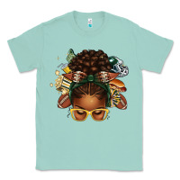 Seafoam american football afro messy bun Classic Tee - texasbilliewilder