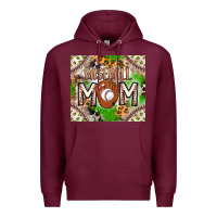 Burgundy Baseball Mom Premium Hoodie - CowhideDigitalArt