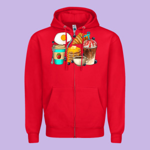 Breakfast Coffee Cups Zipper Hoodie Designed By Artiststas