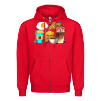Red Breakfast Coffee Cups Zipper Hoodie - Artiststas