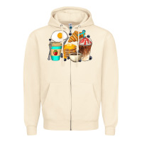 Sandshell Breakfast Coffee Cups Zipper Hoodie - Artiststas
