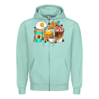 Seafoam Breakfast Coffee Cups Zipper Hoodie - Artiststas