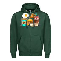 Sports Green Breakfast Coffee Cups Zipper Hoodie - Artiststas