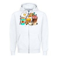 White Breakfast Coffee Cups Zipper Hoodie - Artiststas