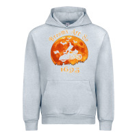 Heather Grey Halloween Witch On Motorcycle Cat & Moon Salem Witch Trials Premium Urban Hoodie - trangStudio