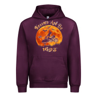 Mauve Wine Halloween Witch On Motorcycle Cat & Moon Salem Witch Trials Premium Urban Hoodie - trangStudio