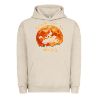 Pigment French Oak Halloween Witch On Motorcycle Cat & Moon Salem Witch Trials Premium Urban Hoodie - trangStudio