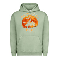Pigment Oil Green Halloween Witch On Motorcycle Cat & Moon Salem Witch Trials Premium Urban Hoodie - trangStudio