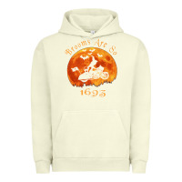 Pigment Pistachio Halloween Witch On Motorcycle Cat & Moon Salem Witch Trials Premium Urban Hoodie - trangStudio