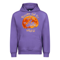 Tulip Halloween Witch On Motorcycle Cat & Moon Salem Witch Trials Premium Urban Hoodie - trangStudio