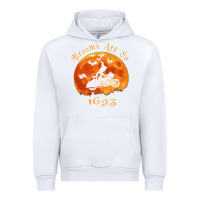 White Halloween Witch On Motorcycle Cat & Moon Salem Witch Trials Premium Urban Hoodie - trangStudio