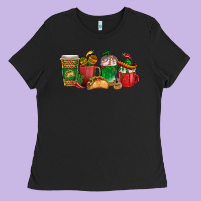 Tacos Coffee Cups Ladies Tee Designed By Texasbilliewilder