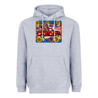 Heather Grey 4th of july truck cow mousepad Heavyweight Hoodie - BarkalooDesign