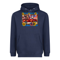 Navy 4th of july truck cow mousepad Heavyweight Hoodie - BarkalooDesign