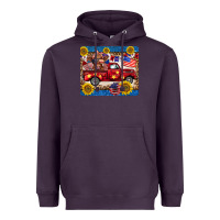 Plum 4th of july truck cow mousepad Heavyweight Hoodie - BarkalooDesign