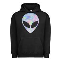 Pigment Black Alien Head Colorful Laser Ufo Sighting Believe Area 51 Urban Hoodie - trangStudio