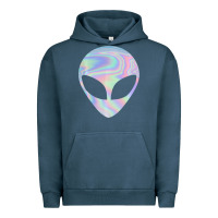 Pigment Midnight Navy Alien Head Colorful Laser Ufo Sighting Believe Area 51 Urban Hoodie - trangStudio