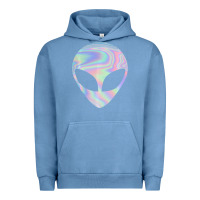 Pigment Pebble Blue Alien Head Colorful Laser Ufo Sighting Believe Area 51 Urban Hoodie - trangStudio